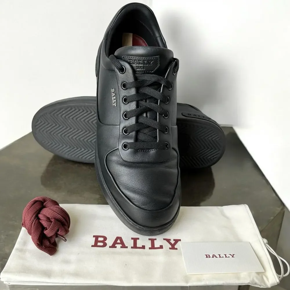 Bally Manny Men's Black Calf Leather Lace Up Sneakers Size 12